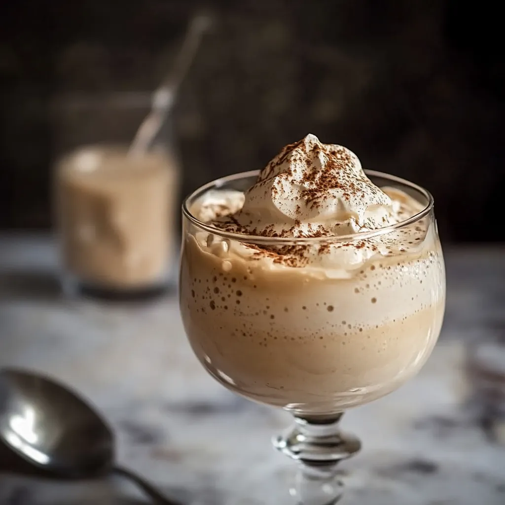 Vetro con crema e cacao.