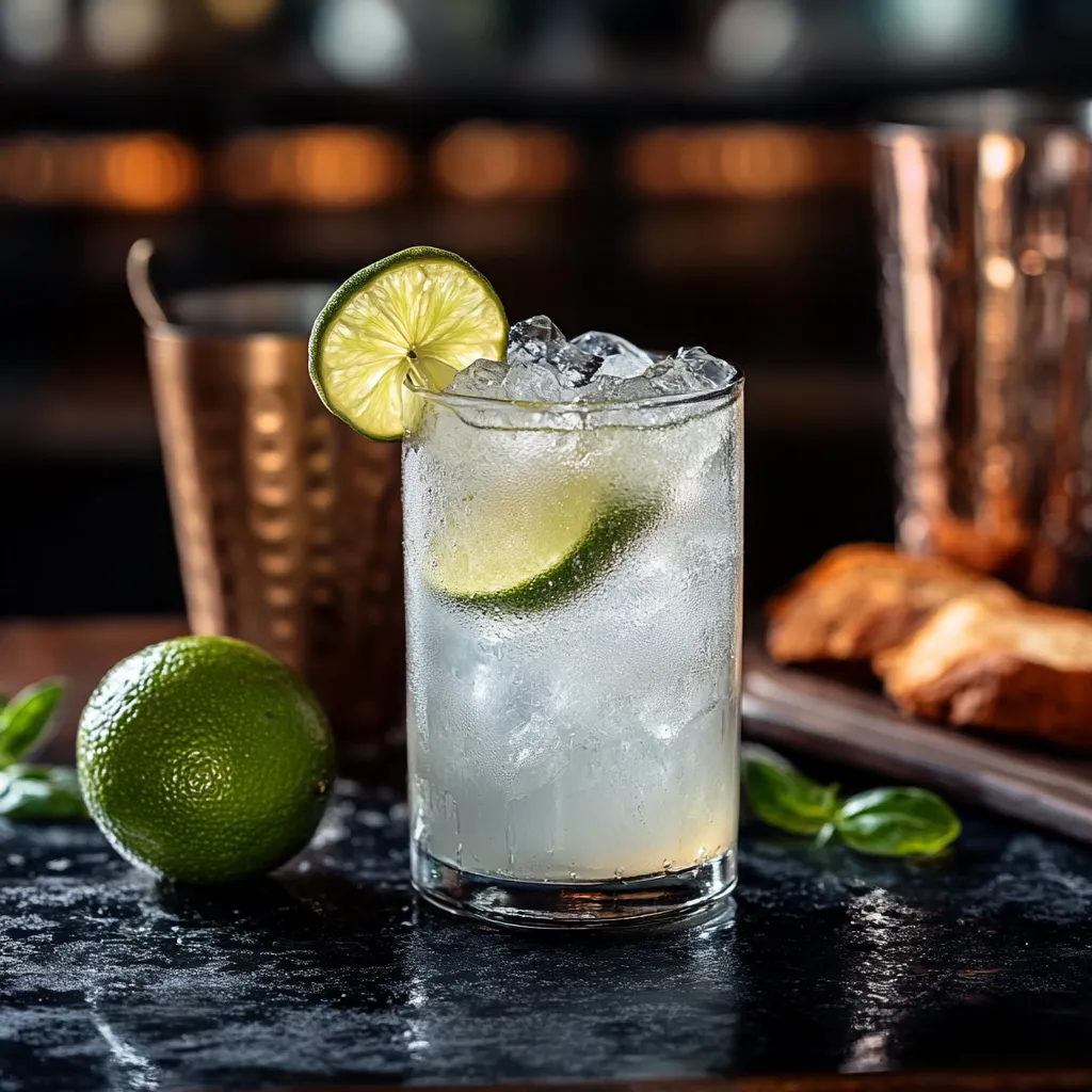 Un bicchiere di vodka con limoni e lime.