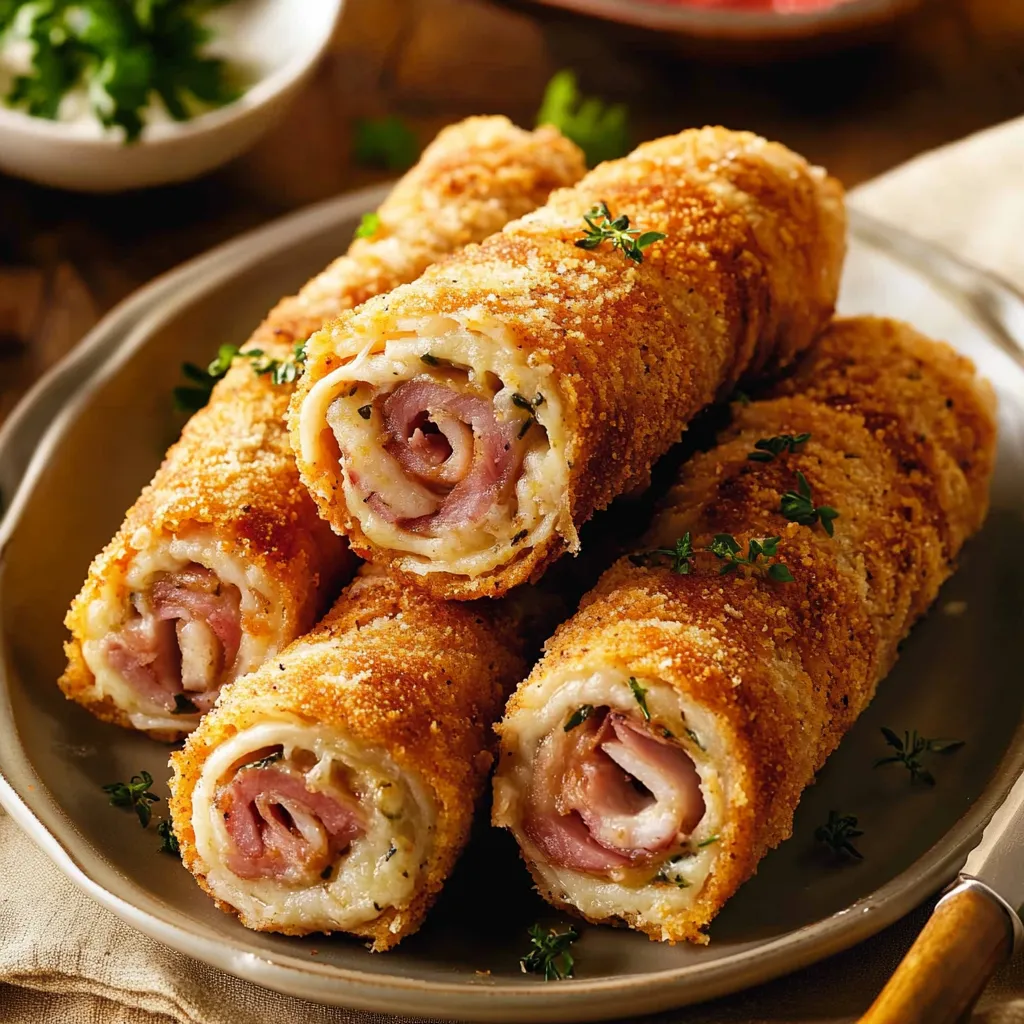 Involtini dorati con verdure.
