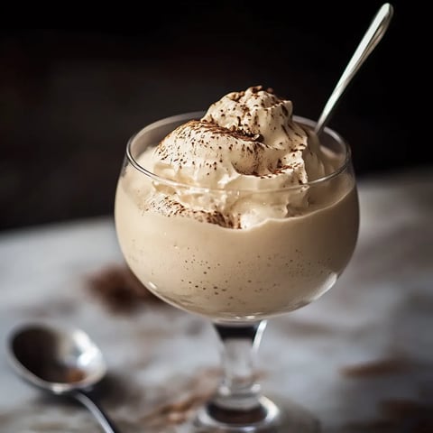 Una tazza di crema con cacao e cioccolato.