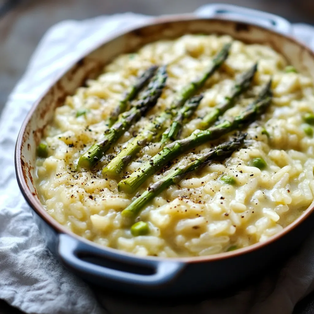 A bowl of pasta with asparagus on top.