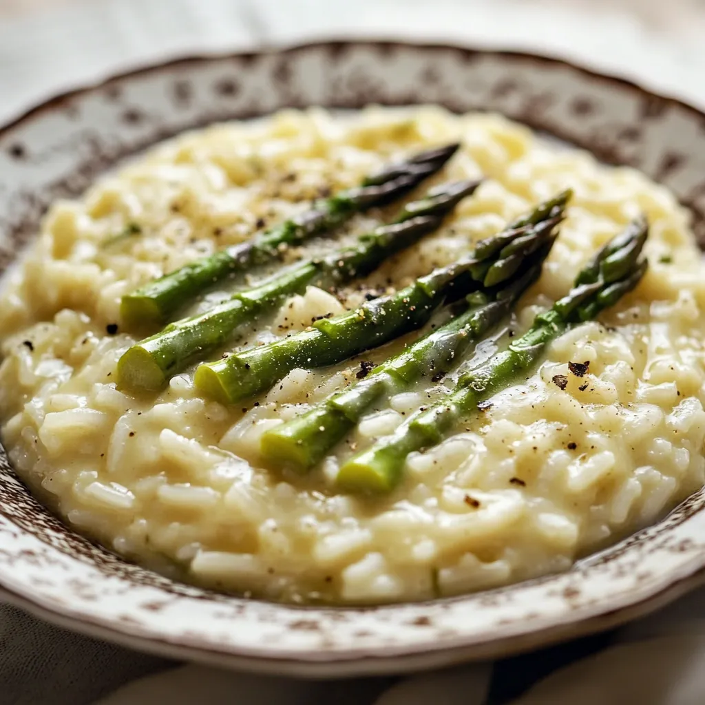 A plate of food with asparagus and rice.