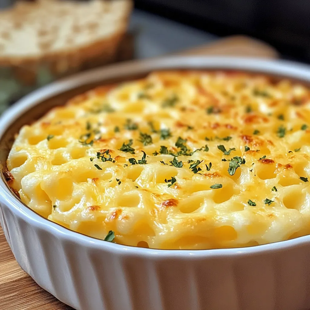 A white bowl with a casserole in it.