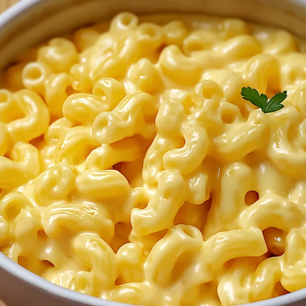 A bowl of macaroni and cheese.