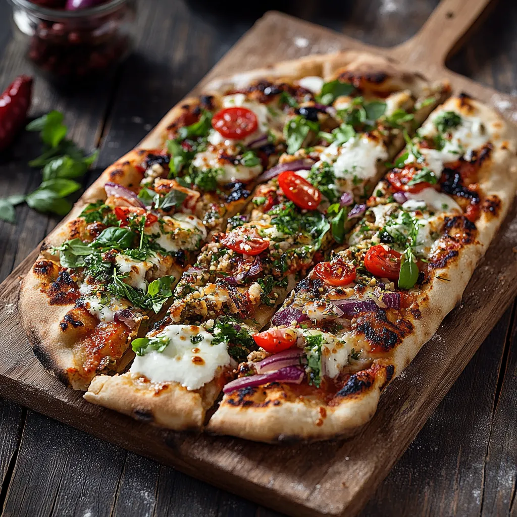 Pizza con verdure e formaggio.