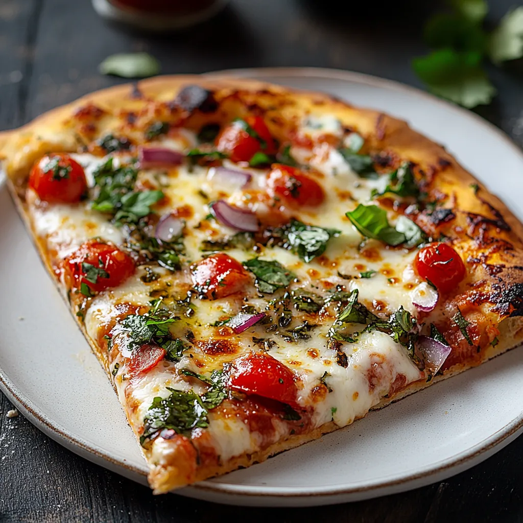 Una pizza con verdure e formaggio.