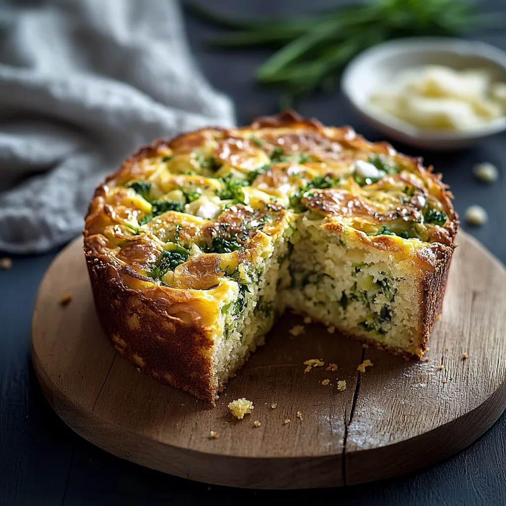 Una fetta di torta con verdure.