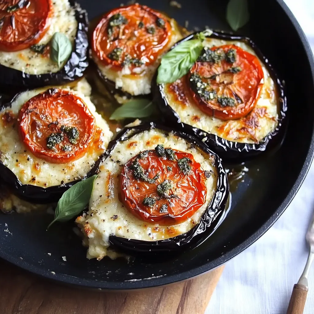 Piatti di melanzane con erbe e formaggio.