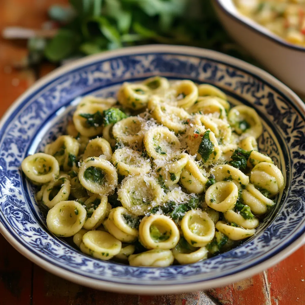Pasta con verdure e formaggio.