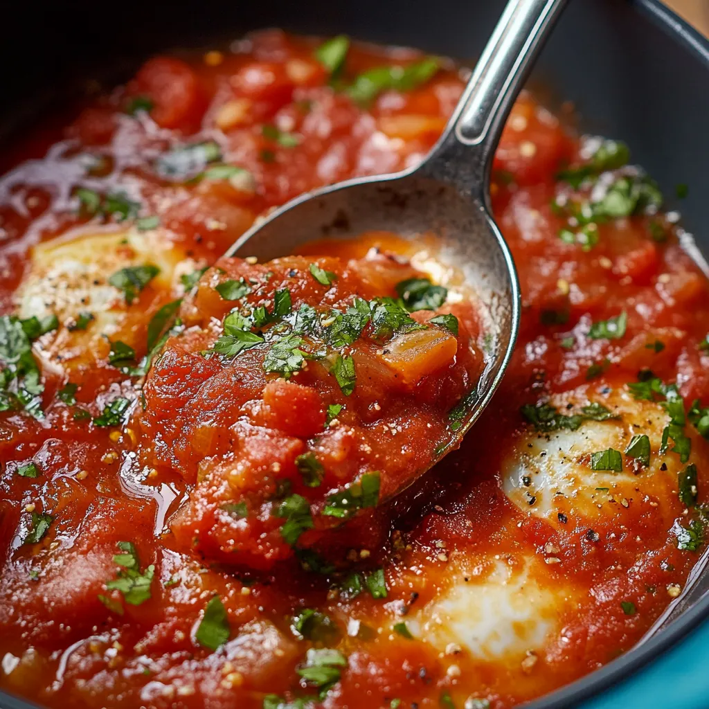 Una tazza di minestrone con un cucchiaino dentro.