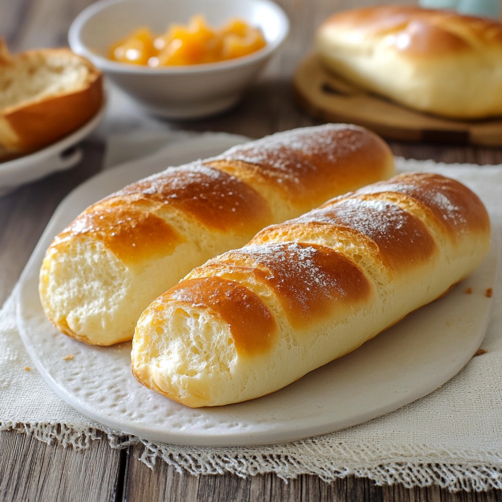 Due baguette con polvere di zucchero.