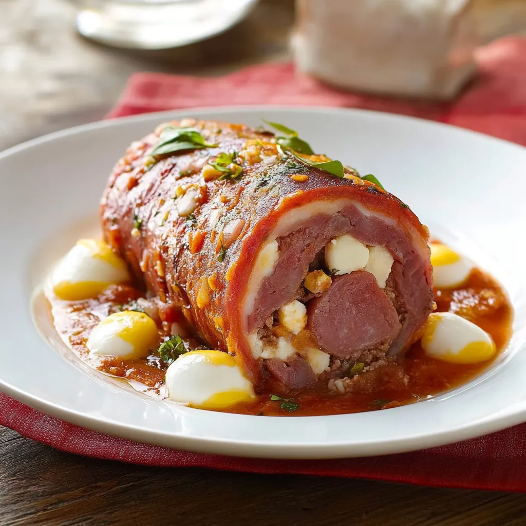 Un piatto di carne con verdure e formaggio.