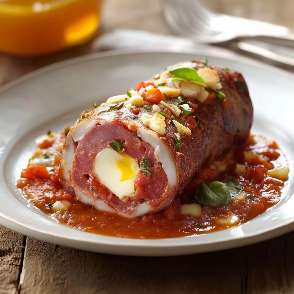 Un piatto di carne con verdure e uova.