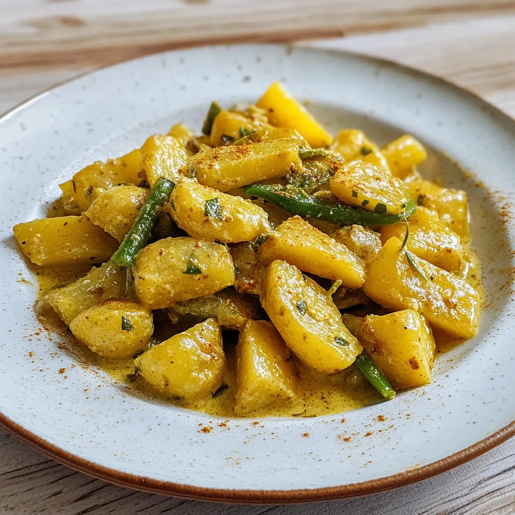 Una tavolata con una pietanza di patate e verdure.