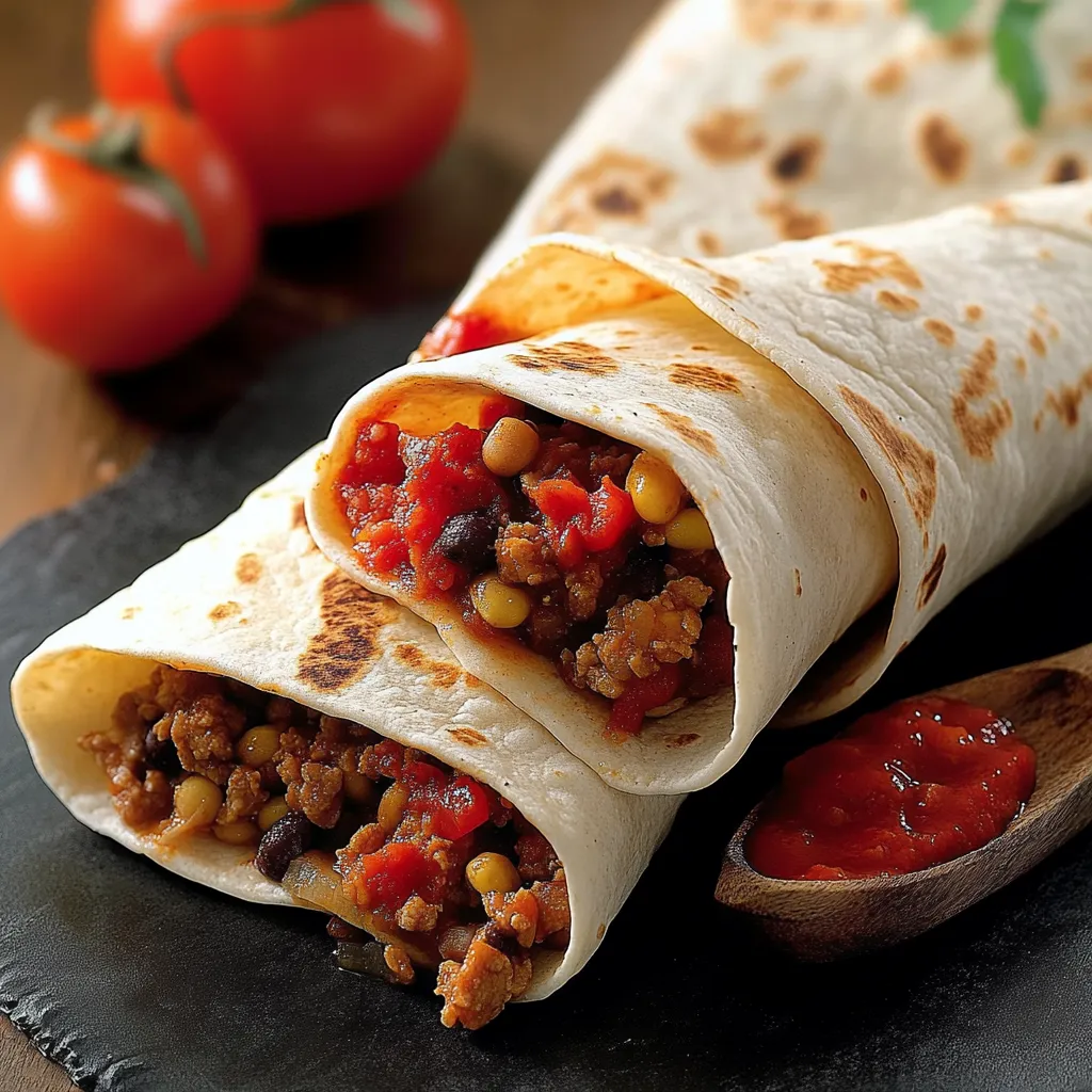 Tortilla con carne e verdure.