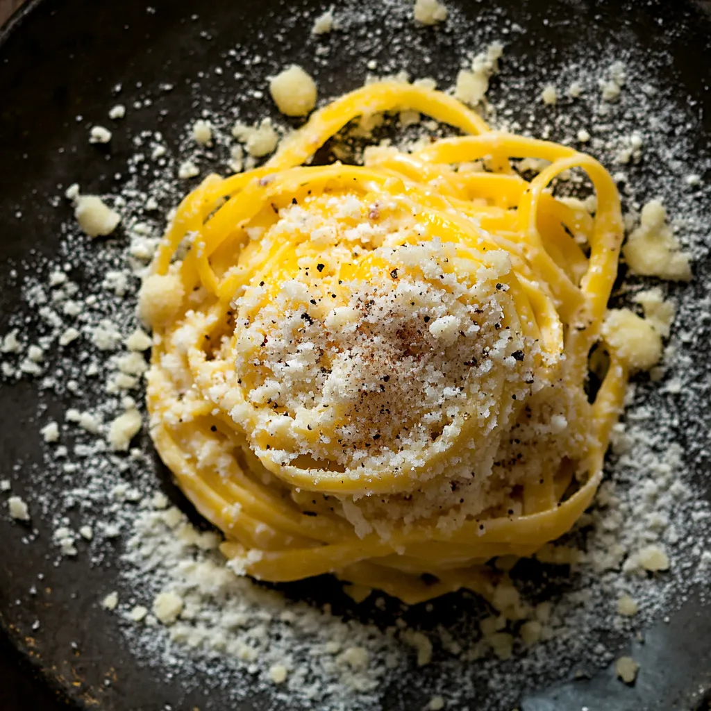 Pasta con formaggio e speck.