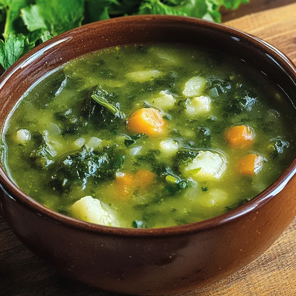 Una tazza di zuppa con verdure e carote.