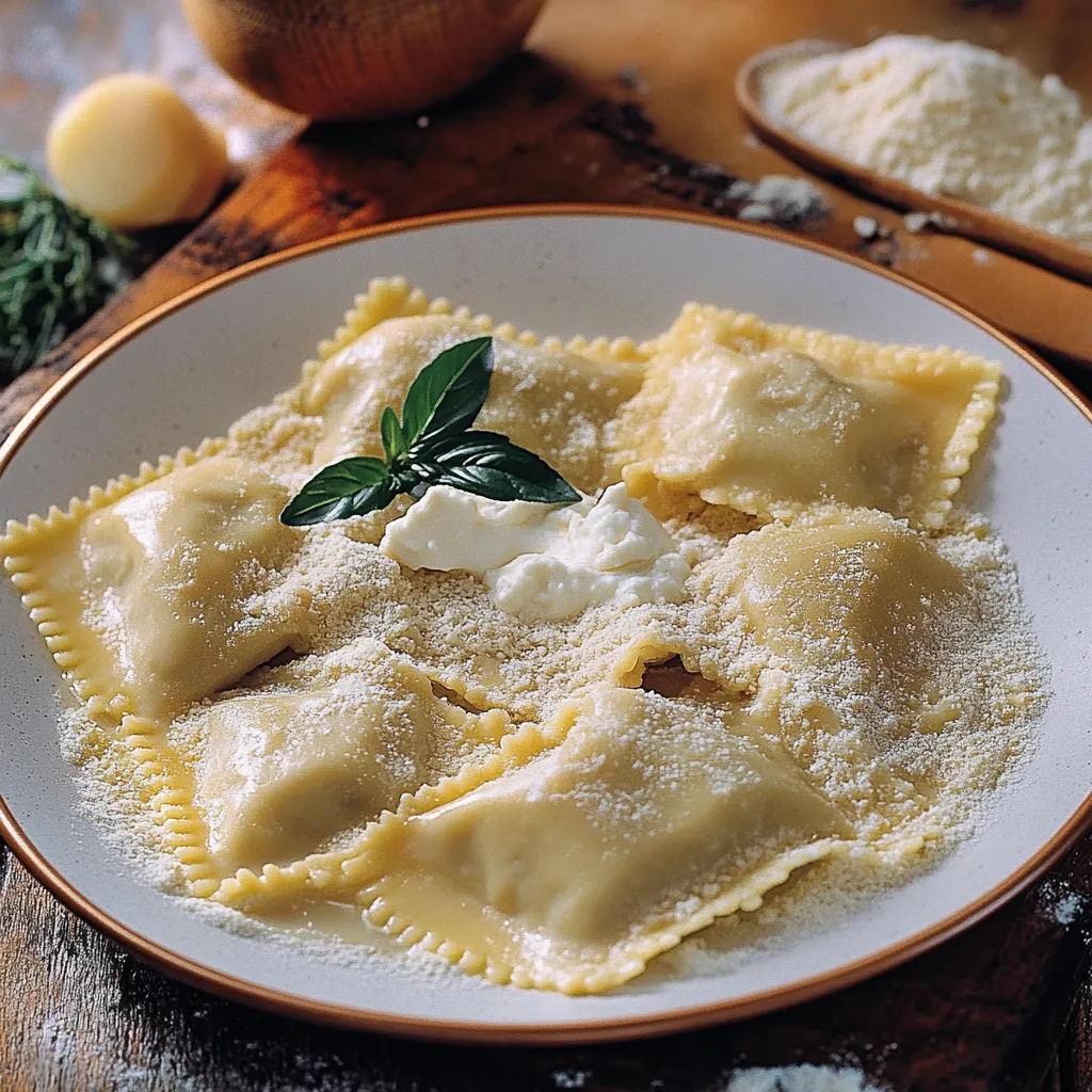 Pasta con ricotta e basilico.