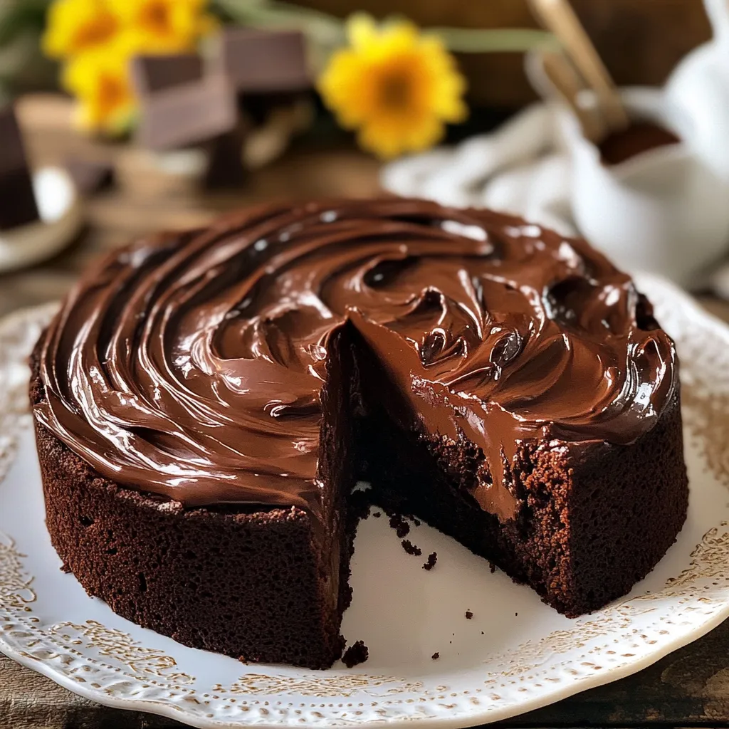 Torta con crema di cioccolato e frullato di cioccolato.