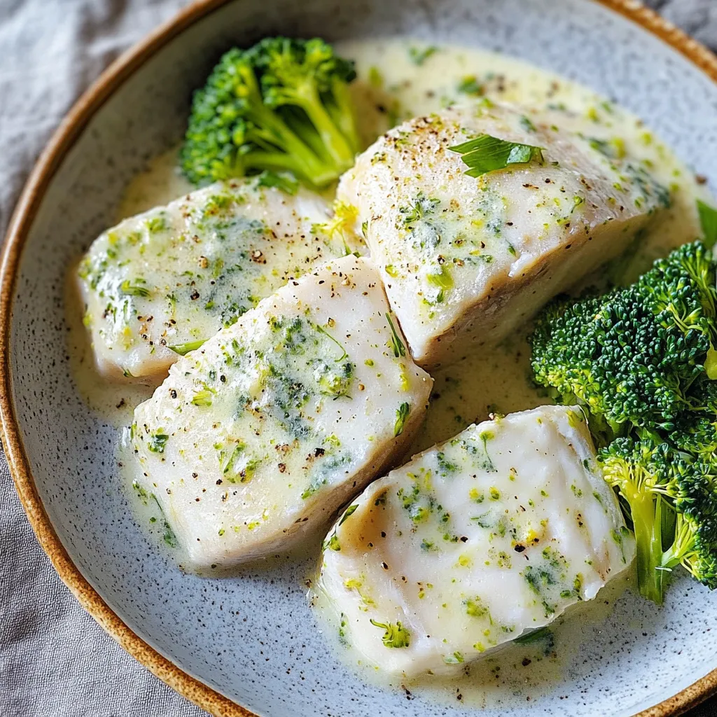 Piatti di pesce con broccoli.