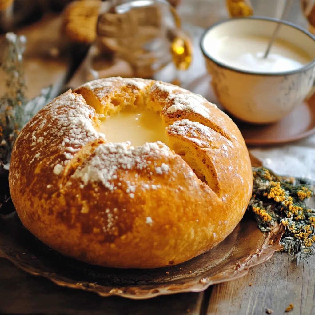 Un bollito con crema di formaggio.