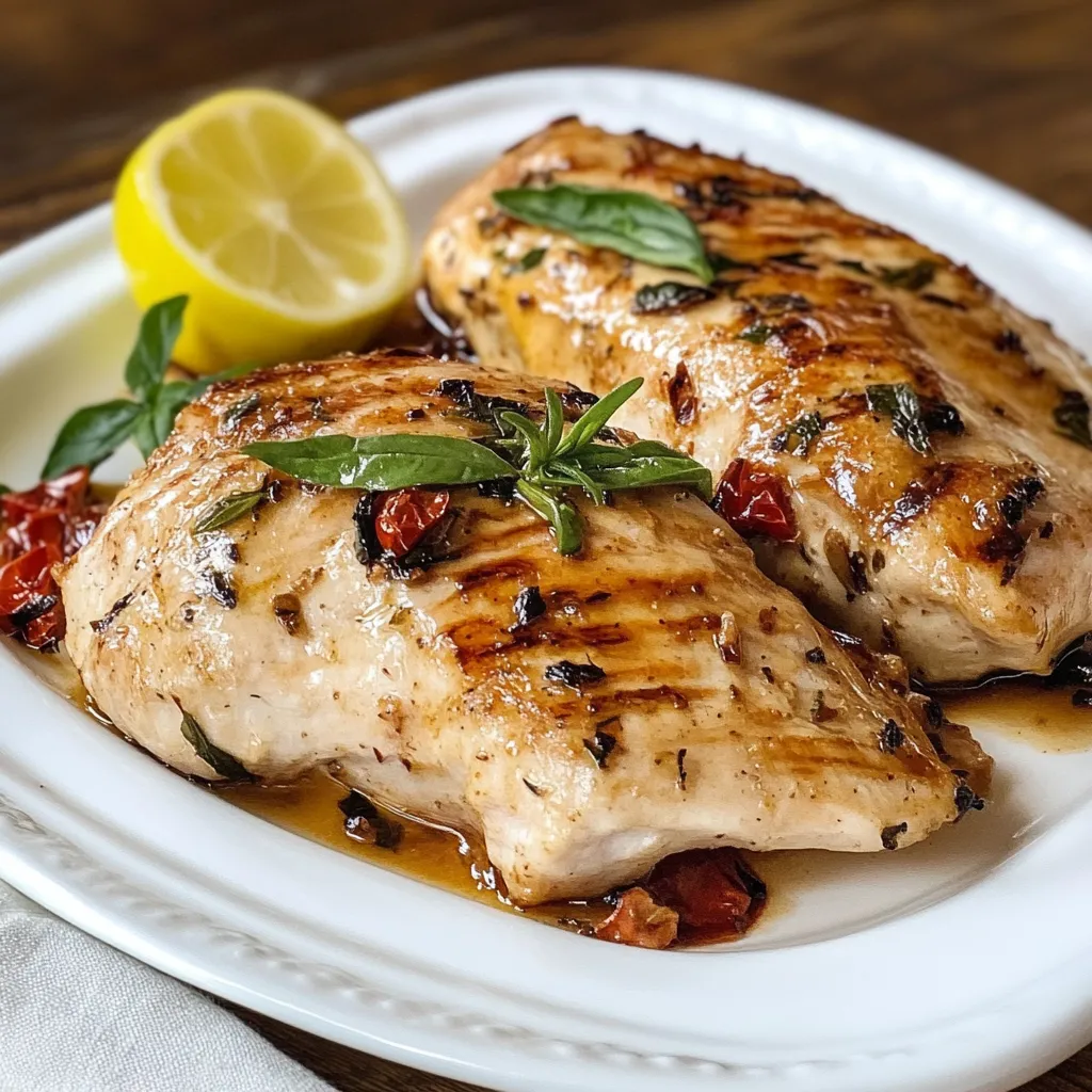 Due pezzi di pollo con erbe e limone.