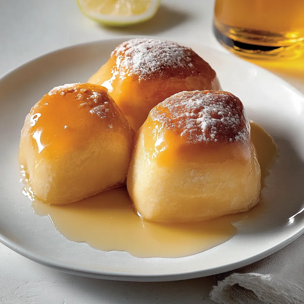Tre dolci con la crema sul piatto.