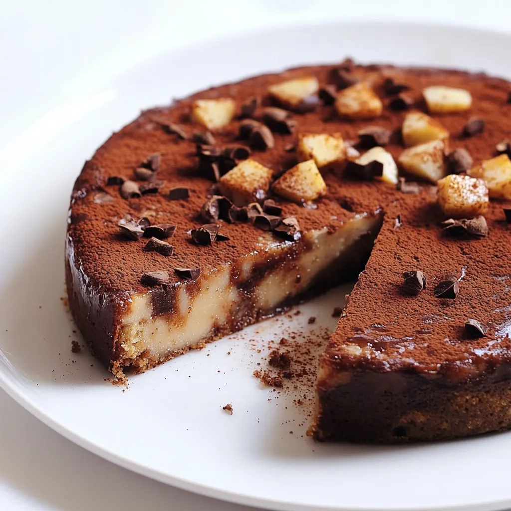 Una torta con frullato di cioccolato e frullato di nocciole.
