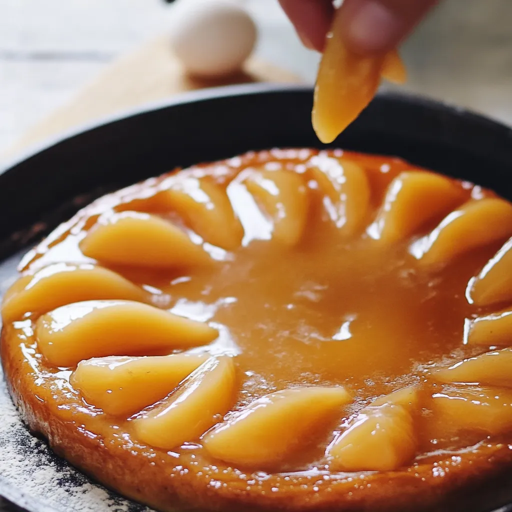 Una torta con frutta e caramello.