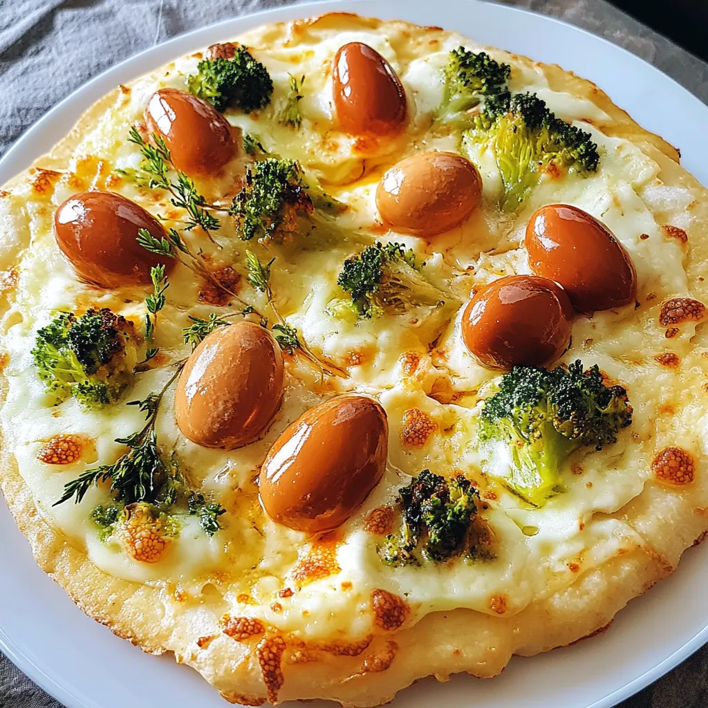 Pizza con verdure e uova.