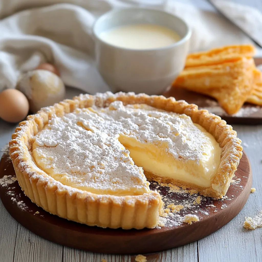 Una tazza di crema e un dolce con crema e zucchero.