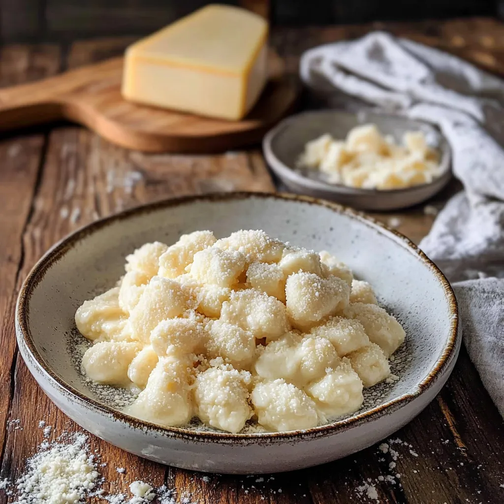 Una tavolata con due piatti di pasta e un formaggio.