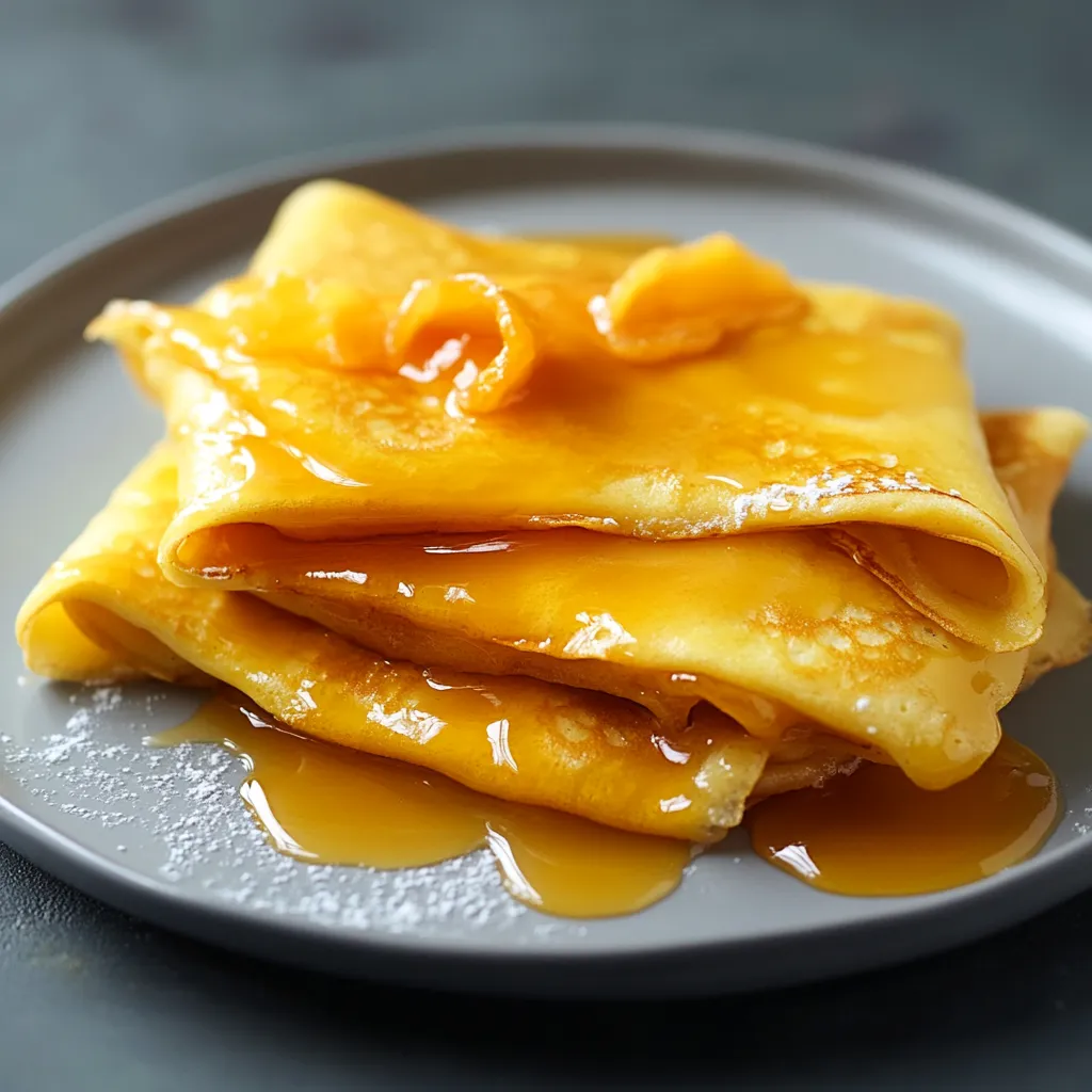 Un piatto di crepe con caramelo.