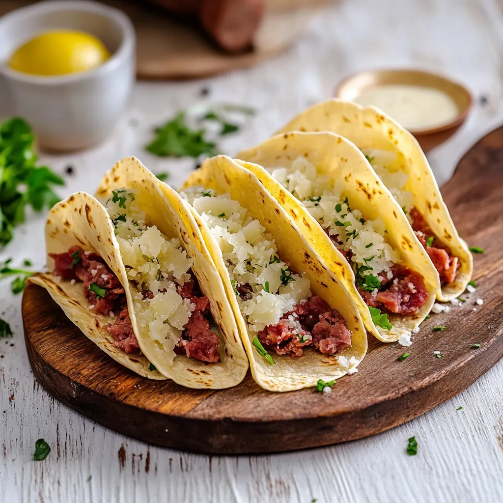 Cialde di formaggio ripiene con carne.