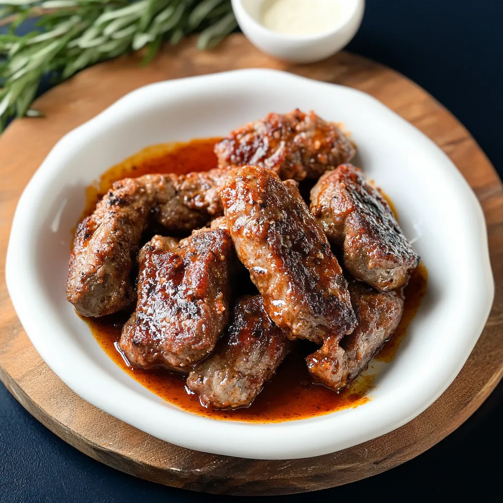 Piatti di carne in un piatto bianco.