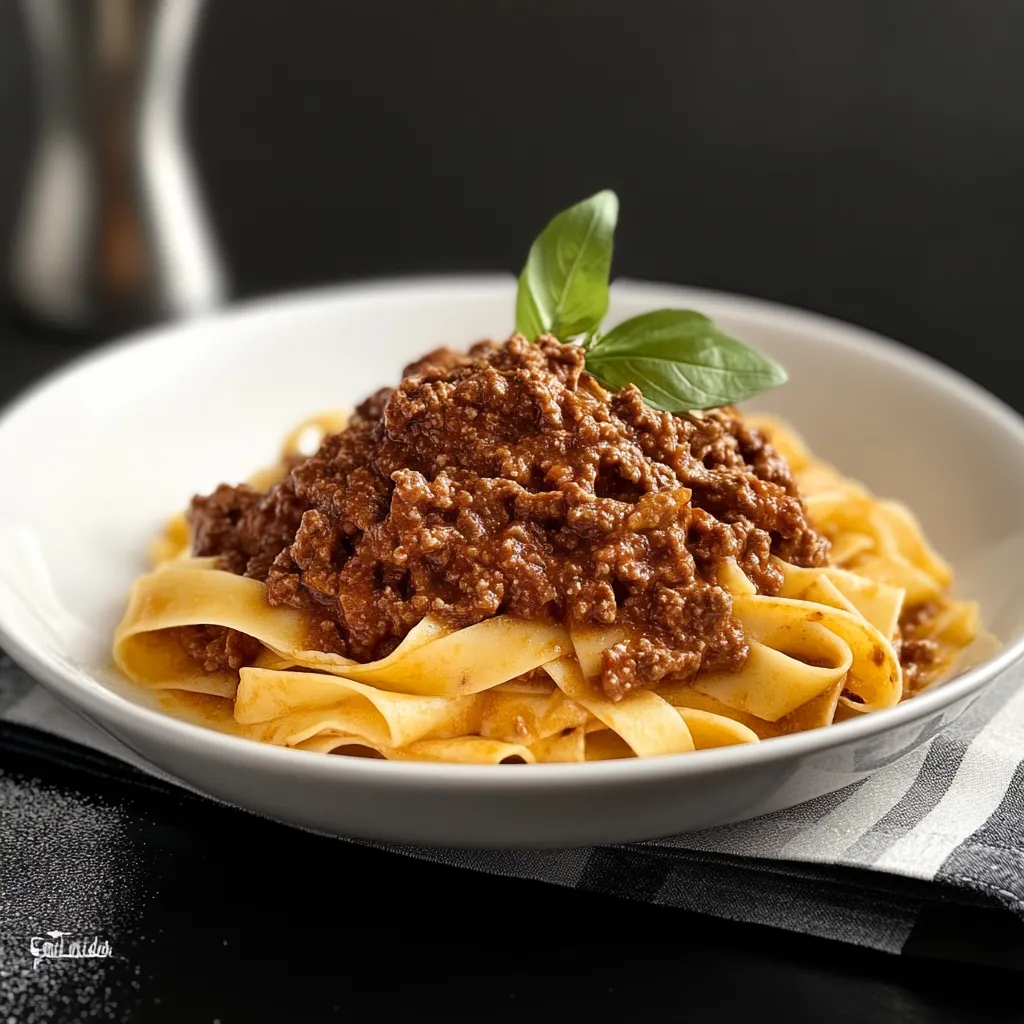 Pasta con salsa di pomodoro e basilico.