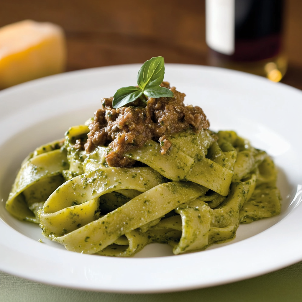 Piatti di pasta con verdura e carne.