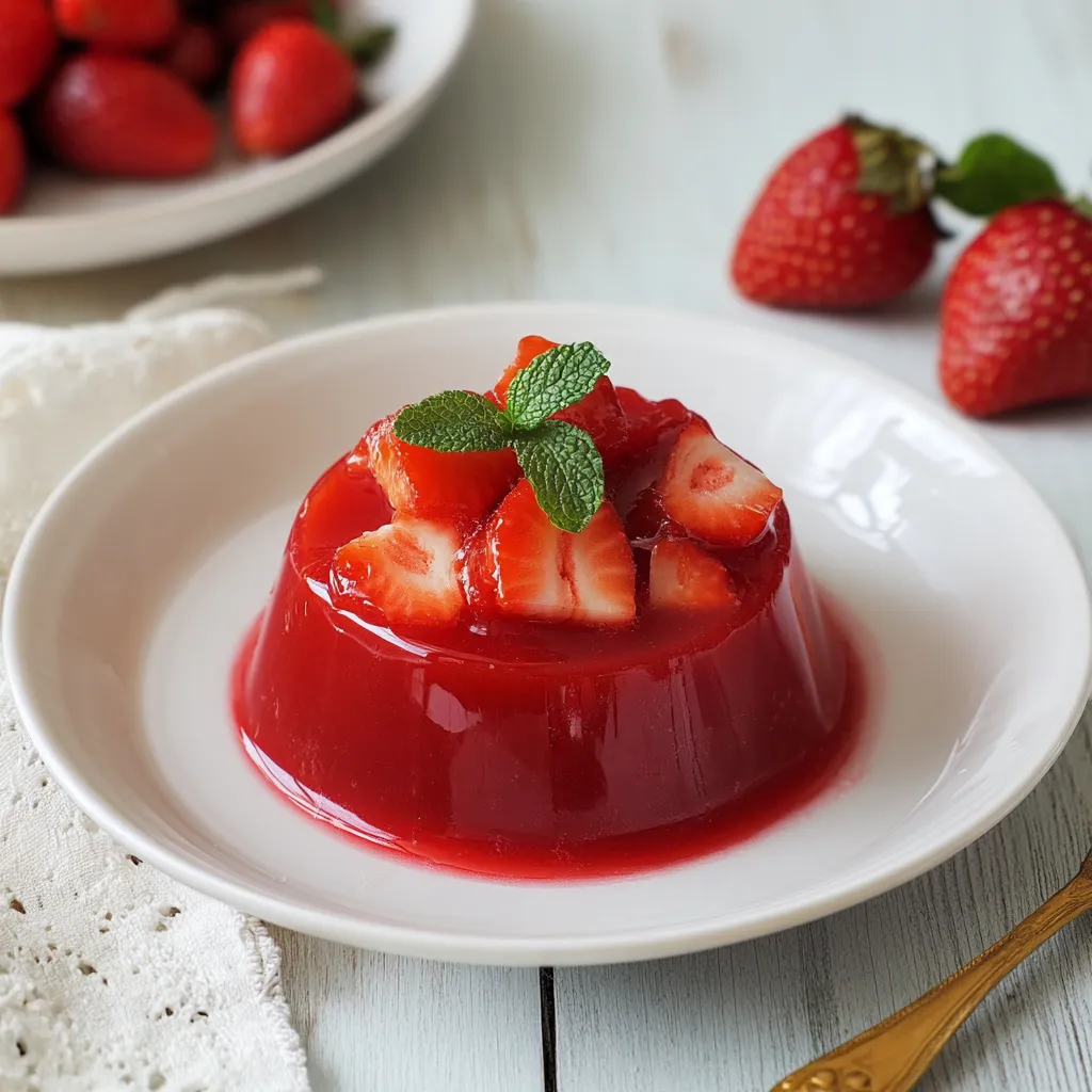 Un dessert con fragole e menta.