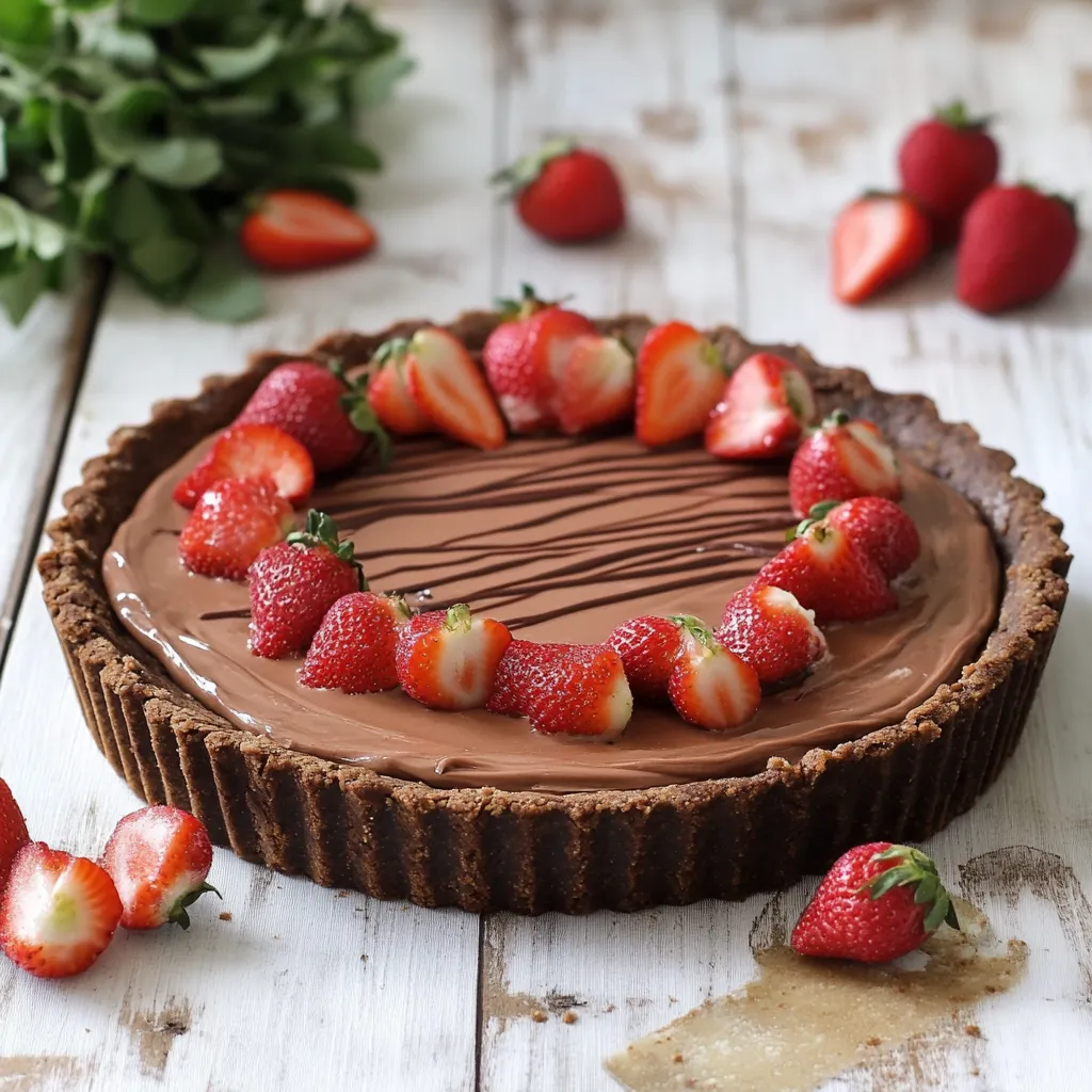 Dolce con fragole e cioccolato.