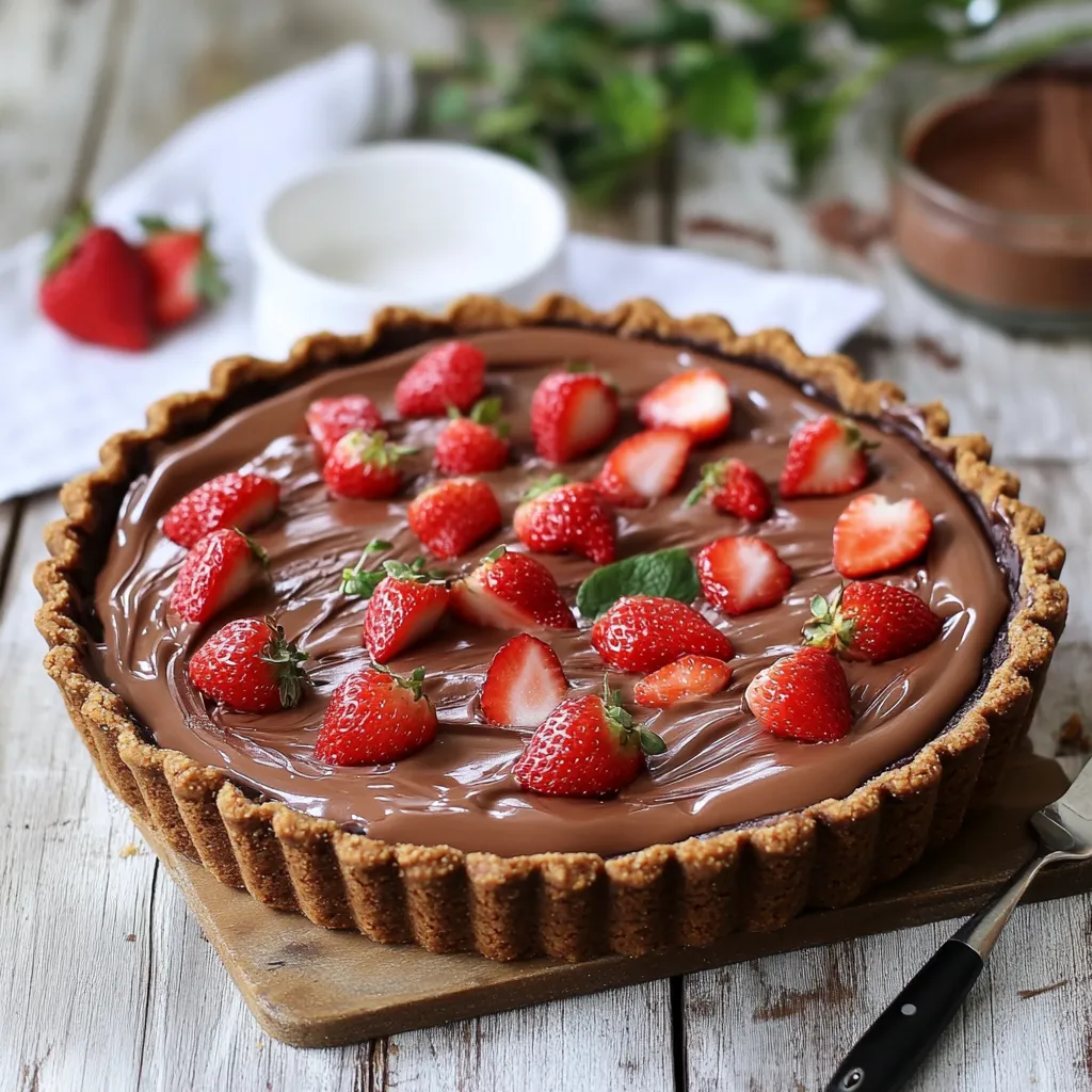 Dolce con purea di fragole e cioccolato.