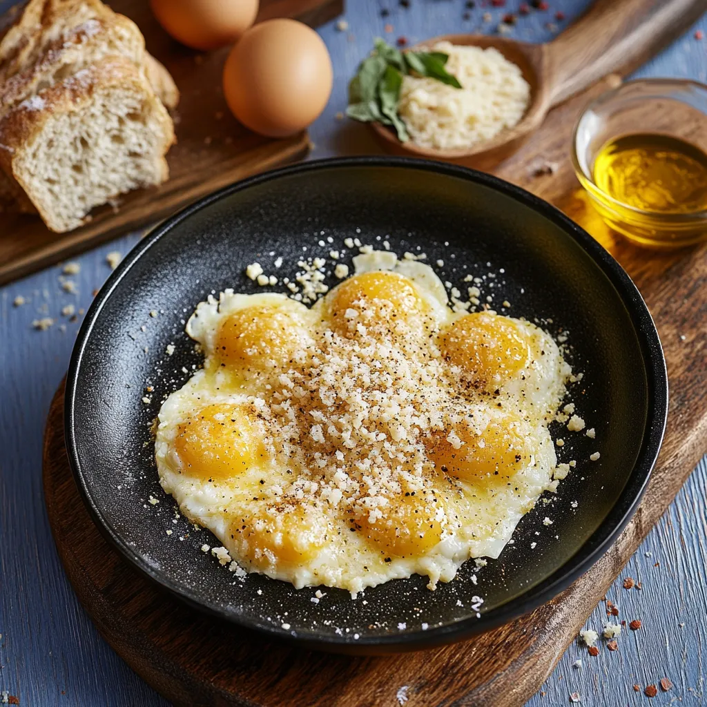 Una tazza di uova strapazzate con grano di mandorle.