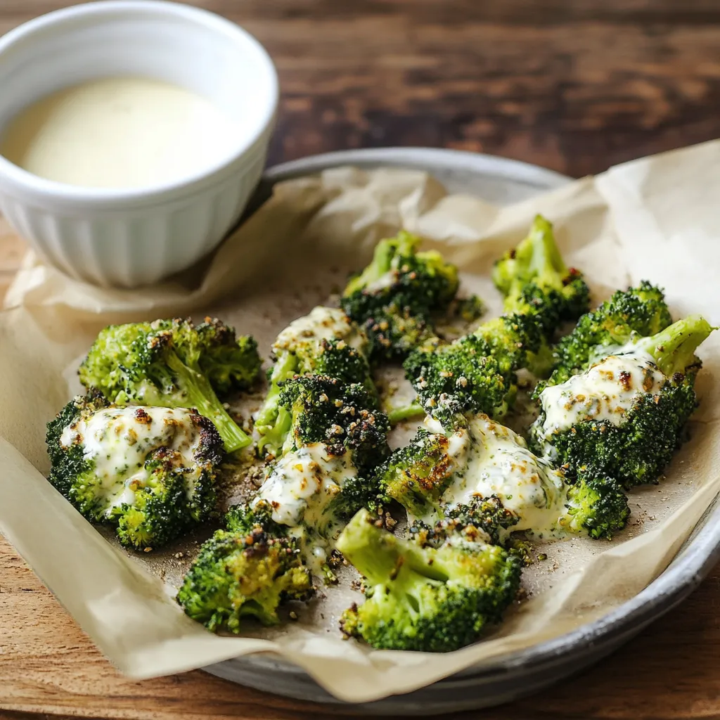 Broccoli dorati con crema cremosa.