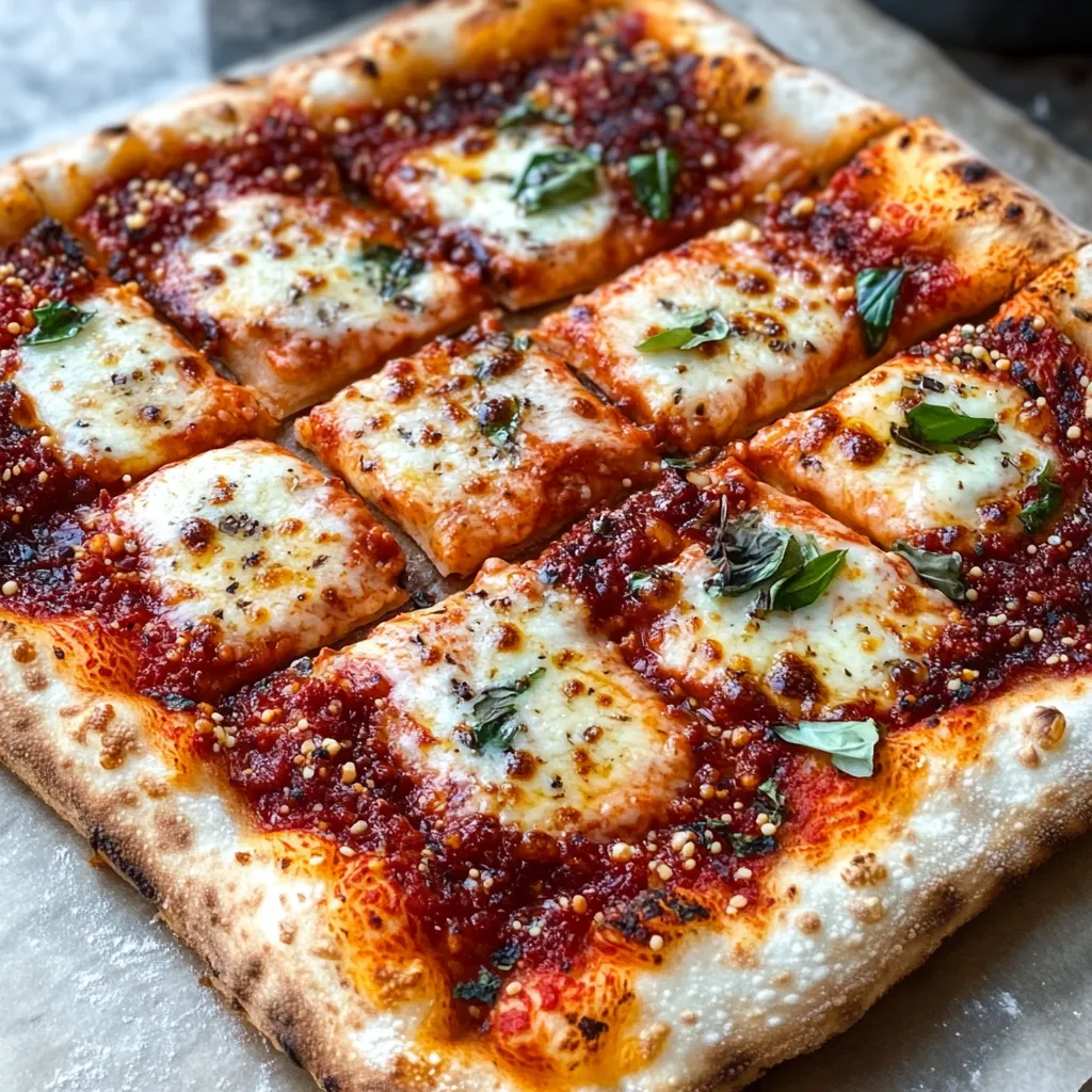 Pizza con basilico, pomodoro e formaggio.