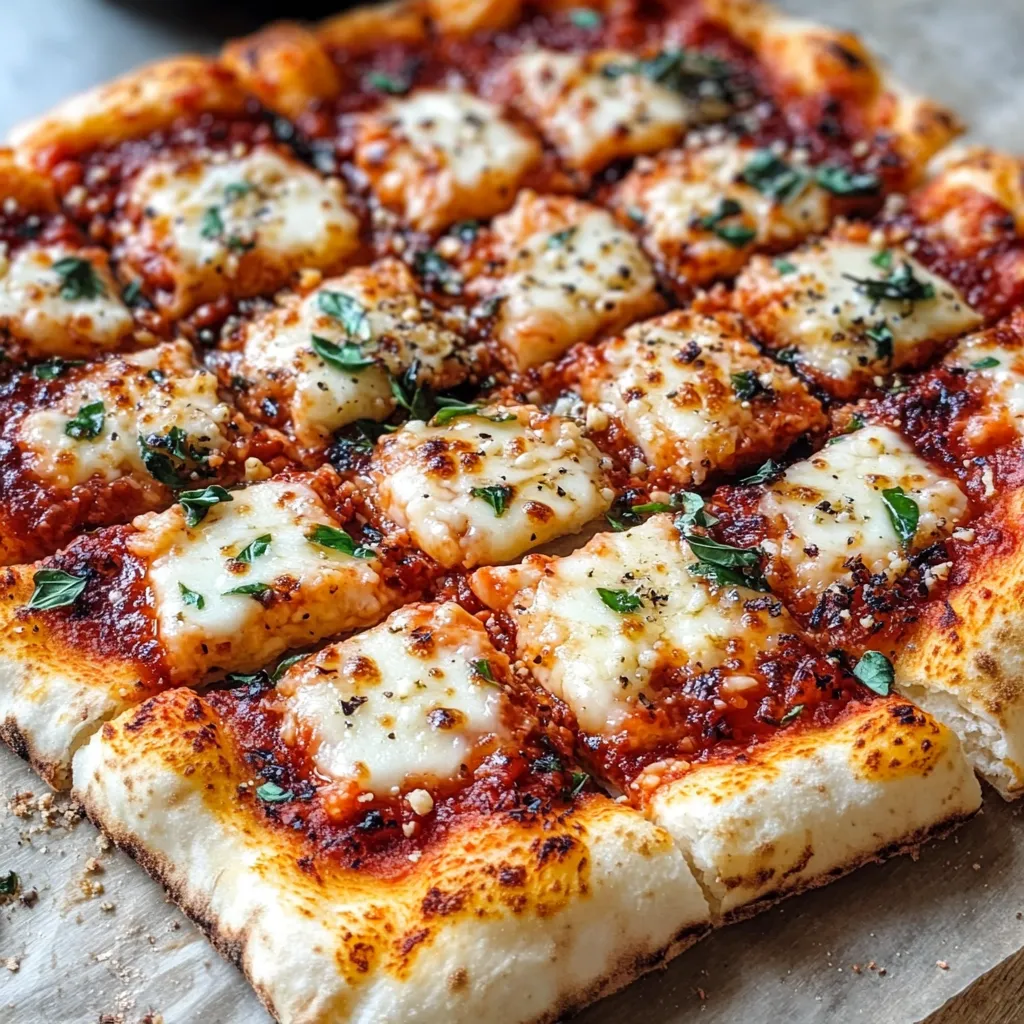 Pizza con formaggio e basilico.