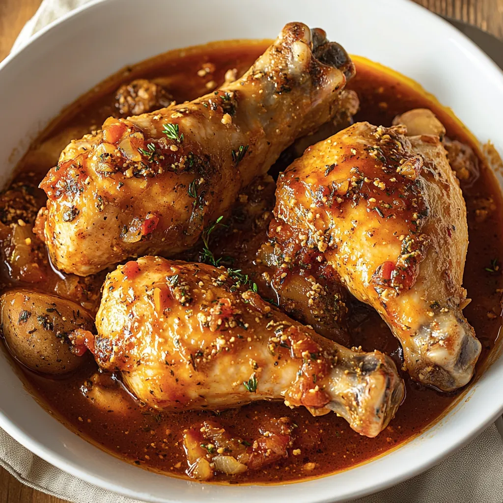Delizioso pollo con salsa.