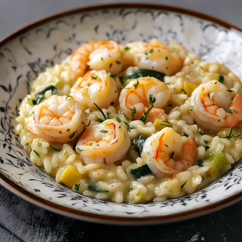 Riso con gamberi e verdure.