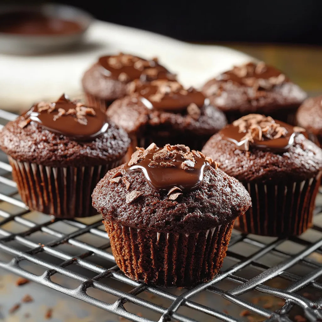 Un tray con 6 cupcakes con chocolate e caramel.