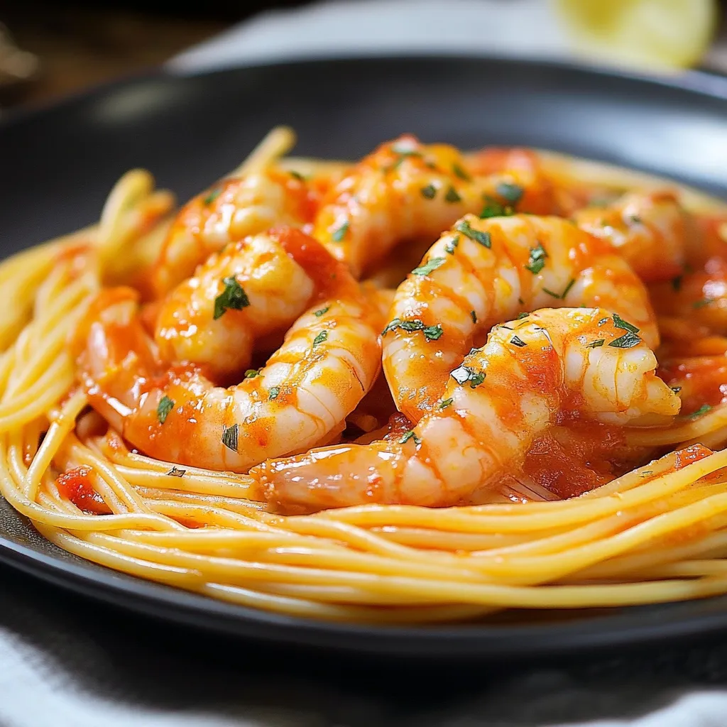Penne con gamberi e peperoncino.