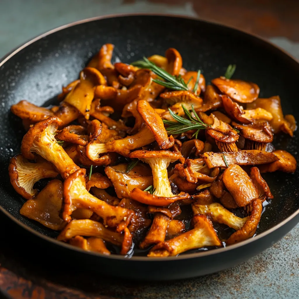Una ciotola di funghi con erbe fresche.