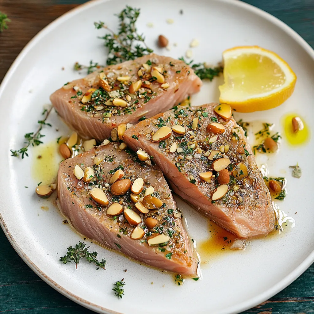 Pesce al limone con olive e frutta secca.